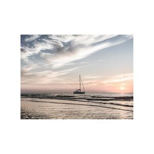 Obraz na skle Sea boat sunset 120x80 cm