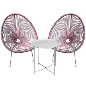 Sada skládací stůl bílá +2 židle Ibiza růžová