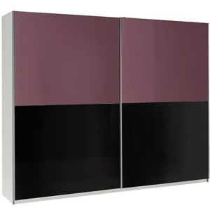 Skříň Lux 11, 244 cm fialovo-černá / lesklá