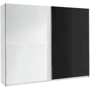 Skříň Lux 2, 244 cm bílo-černá / lesklá