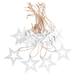 Závěsná dřevěná hvězda - bílá - sada 18ks svic192148